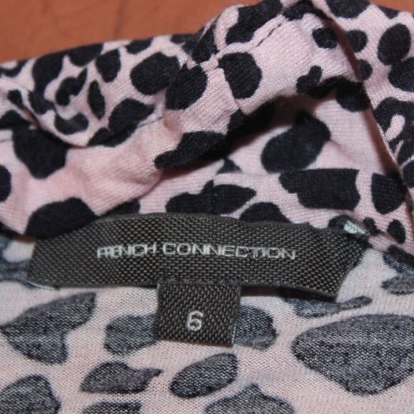 French Connection Pink & Black Animal Meadow Print Mini Dress Women size 6 - Picture 13 of 16